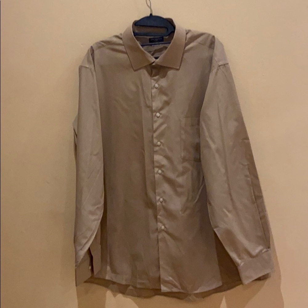 Tan men’s button up shirt